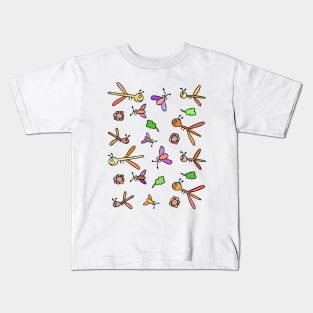 Cute and Colorful Dragonfly Pattern Kids T-Shirt
